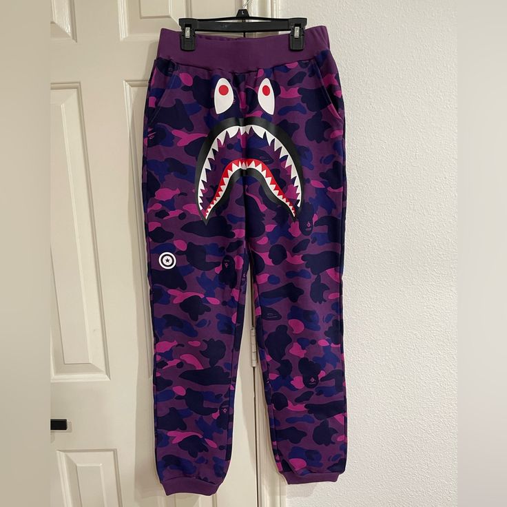 Bape, A Bathing Ape Mends Medium Sweatpants Brand New With Tag. Streetwear Purple Pants With Pockets, Purple Streetwear Pants With Pockets, Purple Sweatpants With Pockets For Streetwear, Purple Cotton Sweatpants For Streetwear, Casual Purple Joggers For Streetwear, Bape Pants, Bape Purple, Perfume Wishlist, Comfy Pants