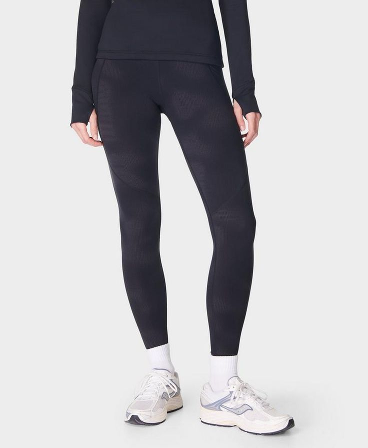 Multi-sport gym leggings designed for every workout. Super stretchy fabric with flattering seams to sculpt the bum. Sweat-wicking and quick-drying for all sports. Side pocket and back zip pocket. Internal adjustable drawcord. Inseam length: 27" / 68cm. Model wears size S and is 178cm/5'10" tall. Style Code: SB5400AColour: Black Faded Houndstooth Print Sporty Compressive Leggings For Training, Sporty Compressive Training Leggings, Compression Activewear With Contoured Waistband For Training, Functional Training Activewear With Contoured Waistband, Sporty Go-dry Tights For Training, Compressive Athleisure Tights For Training, Breathable Functional Leggings For Running, Go-dry Sportswear Leggings, Black 4-way Stretch Yoga Pants For Jogging