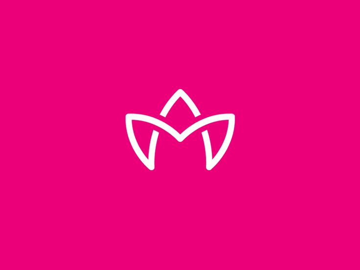 the letter m is made up of two overlapping shapes, and it appears to be white on pink