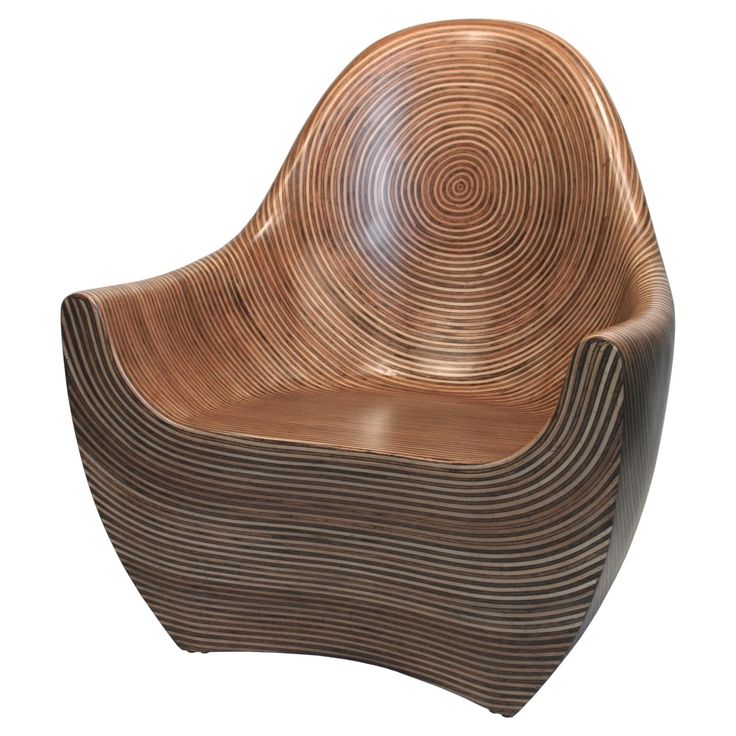 a wooden chair with wavy lines on it