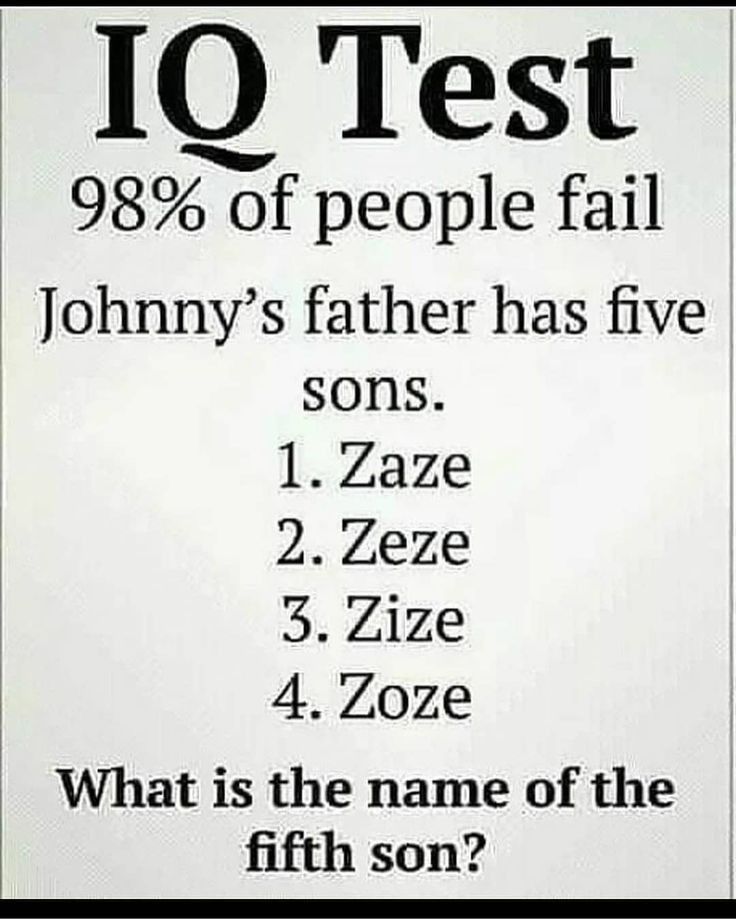 a sign that says 10 test 98 % of people fail johnny's father has five sons