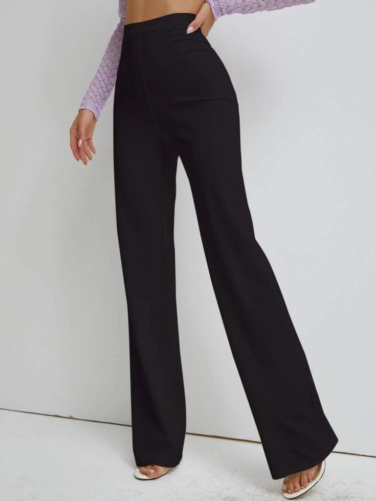 Straight Leg Formal Pants, High Waisted Straight Pants, High Waist Work Pants, Black Formal Pants, Ethereal Dramatic, Womens Slacks, High Waist Dress Pants, Black Straight Leg Pants, Black High Waisted Pants