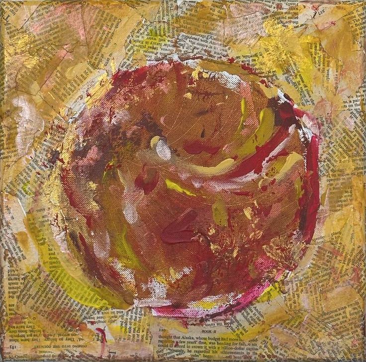 an abstract painting with red and yellow colors