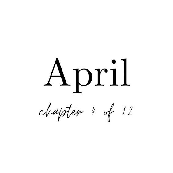 an image of the word april written in black on a white background