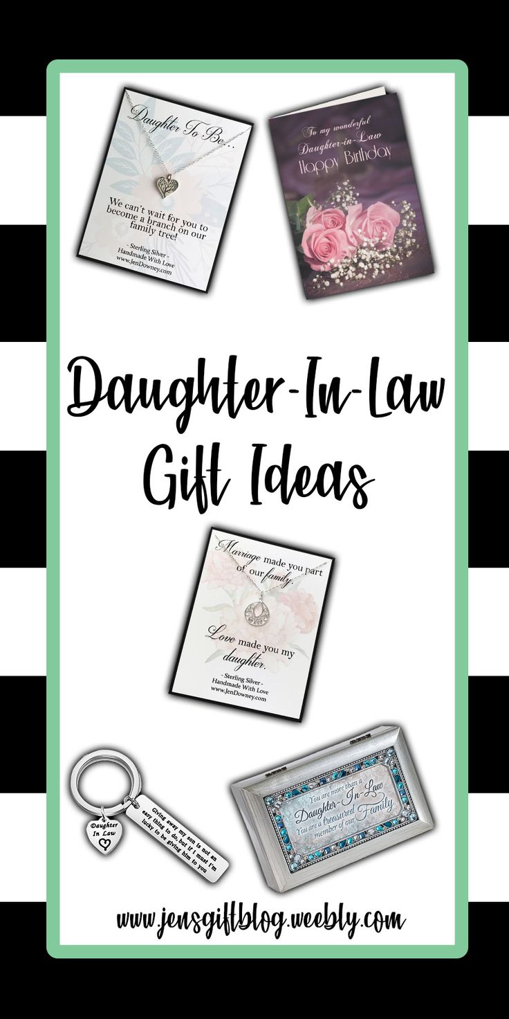 the words daughter - in - law gift ideas are surrounded by pictures of flowers and keys