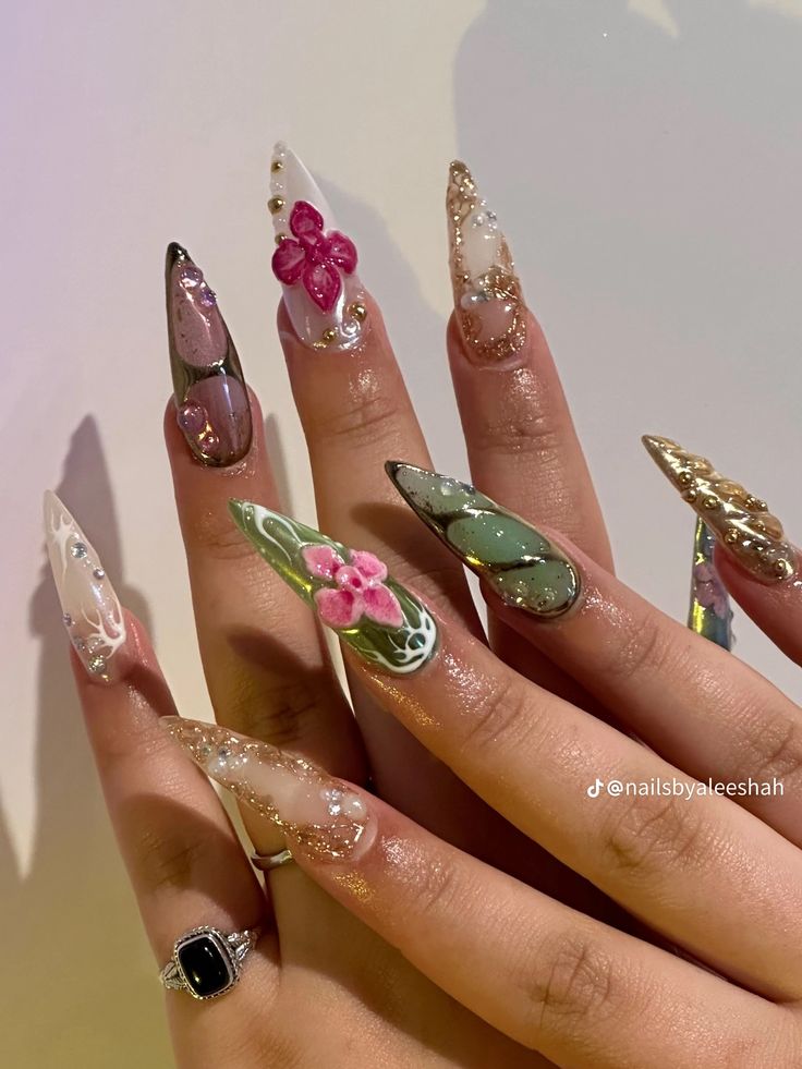 Earthy Photoshoot, Y2k Designs, French Manicures, Girly Acrylic Nails, Really Cute Nails, Nail Products, Unique Acrylic Nails, Pink Acrylic Nails, Art Garden