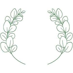 a line drawing of two green leaves on a white background