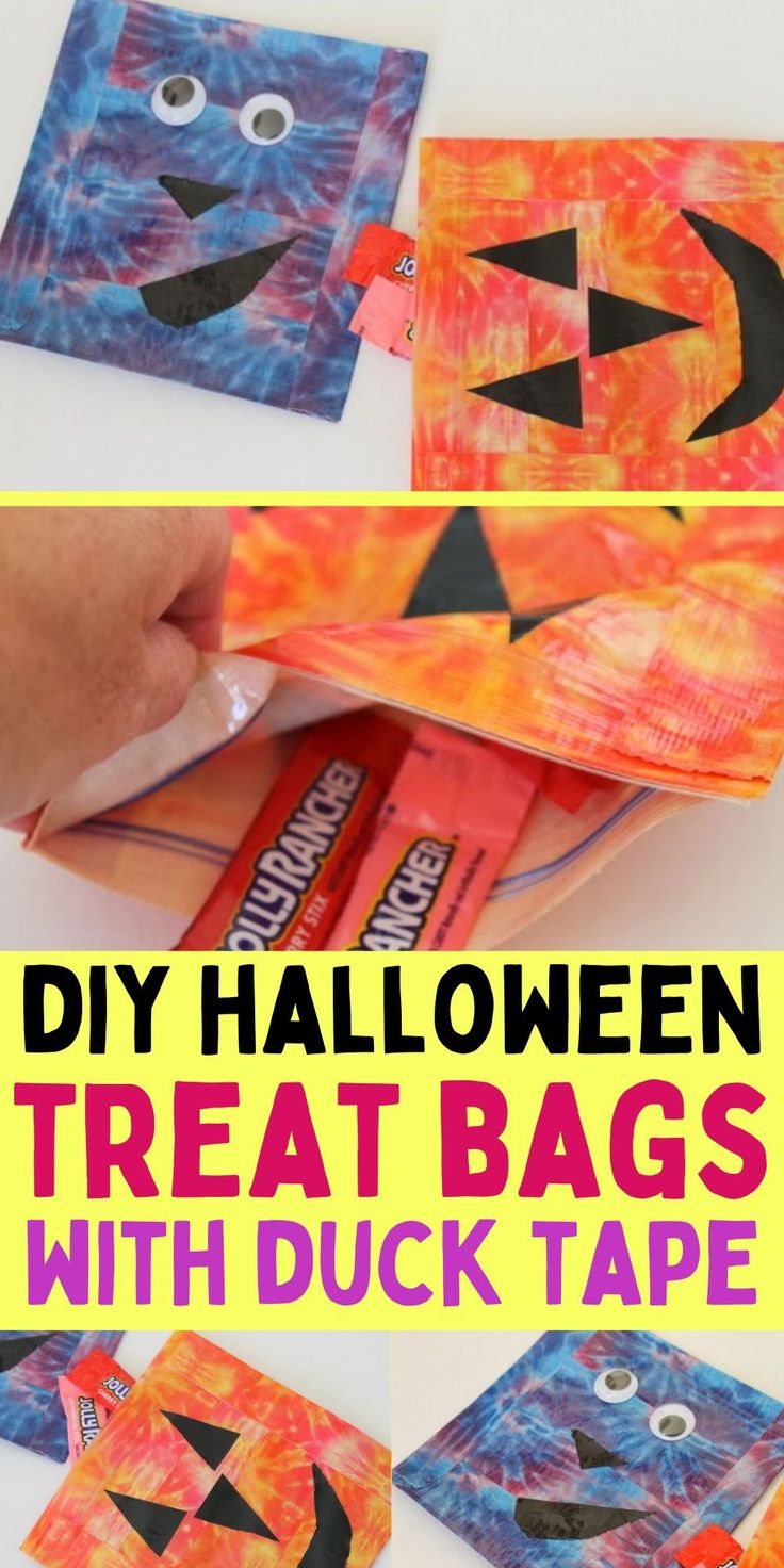 this is an easy halloween treat bag with duct tape