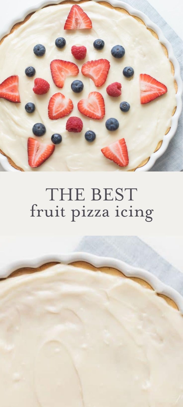 the best fruit pizza icing recipe is made with fresh strawberries and blueberries