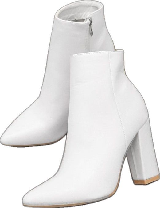 Trendy White Winter Booties, Trendy White Winter Heels, White High Ankle Heels For Fall, Chic White Heeled Boots For Party, Trendy White High Heel Boots, Trendy Spring Booties With Zipper Closure, Chic White Winter Boots, Trendy White Heeled Boots For Fall, White Block Heeled Boots For Party