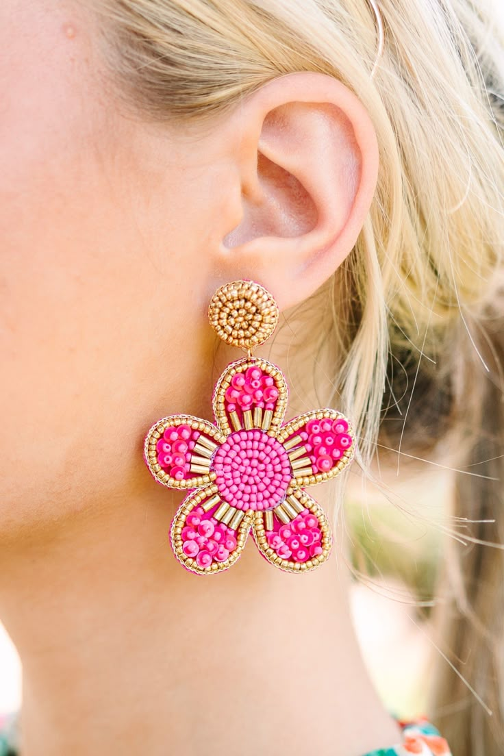 shop the mint, boutique clothing for women, trendy online boutique Affordable Statement Pink Beaded Earrings, Cheap Summer Flower-shaped Beaded Earrings, Affordable Pink Flower Beaded Earrings, Cheap Colorful Beaded Earrings For Spring, Cheap Beaded Flower Earrings For Party, Multicolor Beaded Earrings For Spring, Affordable Beaded Flower Earrings For Gifts, Beading Embroidery, Stylish Jewelry Accessories