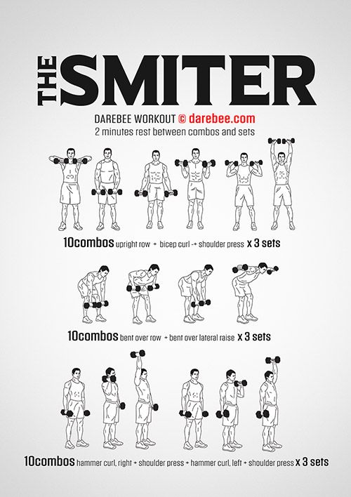 a poster showing how to do the same exercise with dumbbells and barbell curls