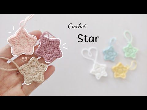 crocheted star ornament in different colors