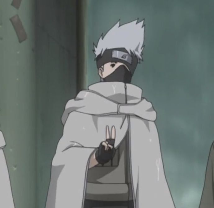 an anime character with white hair wearing a cape and black gloves, standing in front of other characters