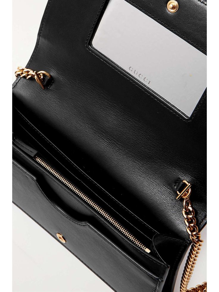 GUCCI Matelassé leather wallet | NET-A-PORTER Timeless Gucci Shoulder Bag For Evening, Designer Evening Clutch With Interior Card Slots, Gucci Rectangular Clutch For Formal Occasions, Black Leather Wallet On Chain For Party, Chic Black Clutch For Everyday Luxury, Elegant Clutch With Chain For Everyday, Designer Gucci Clutch For Evening Events, Designer Evening Clutch Wallet On Chain, Chic Wallet On Chain For Business