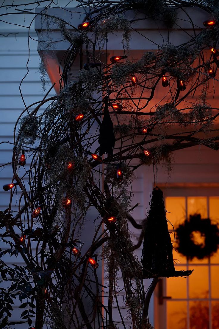 a house decorated with christmas lights and decorations