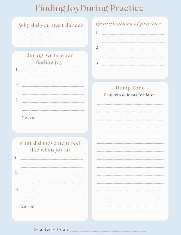 During practice, I have tended to have the best practices when I stop overthinking and immerse myself in the joy of the moment and getting to dance. This worksheet works to focus on gratifications, my why, and center on a grounded practice. Stop Overthinking Worksheet, Counseling Worksheets, Mental Health Activities, My Why, About Me Activities, Stop Overthinking, Health Activities, Modern Tools, Therapy Worksheets