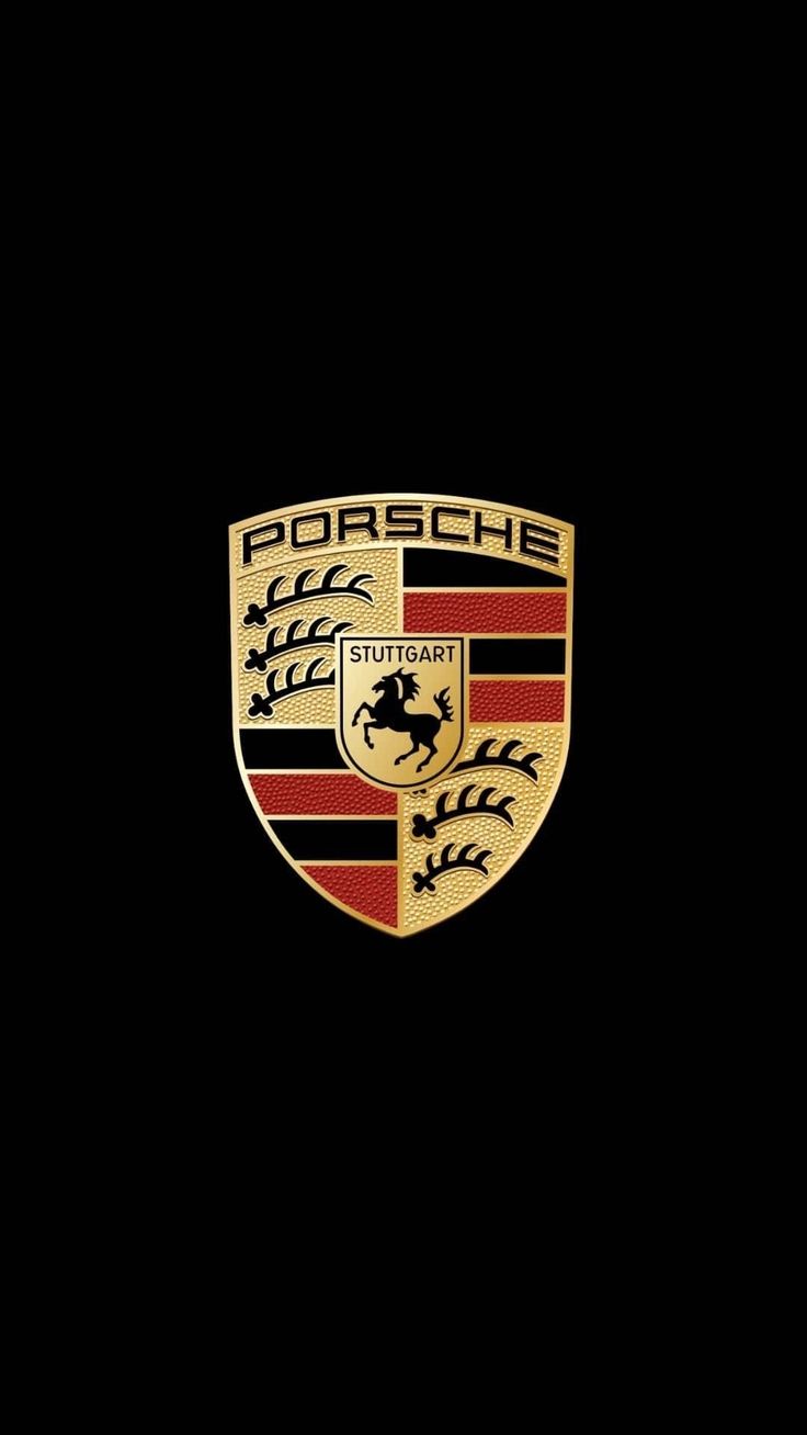 the porsche logo is shown on a black background