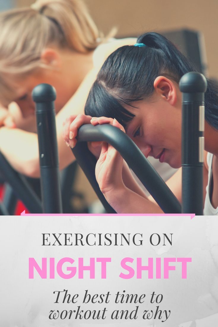 a woman sitting on a chair with her head in her hands and the words exercising on night shift, the best time to workout and shy