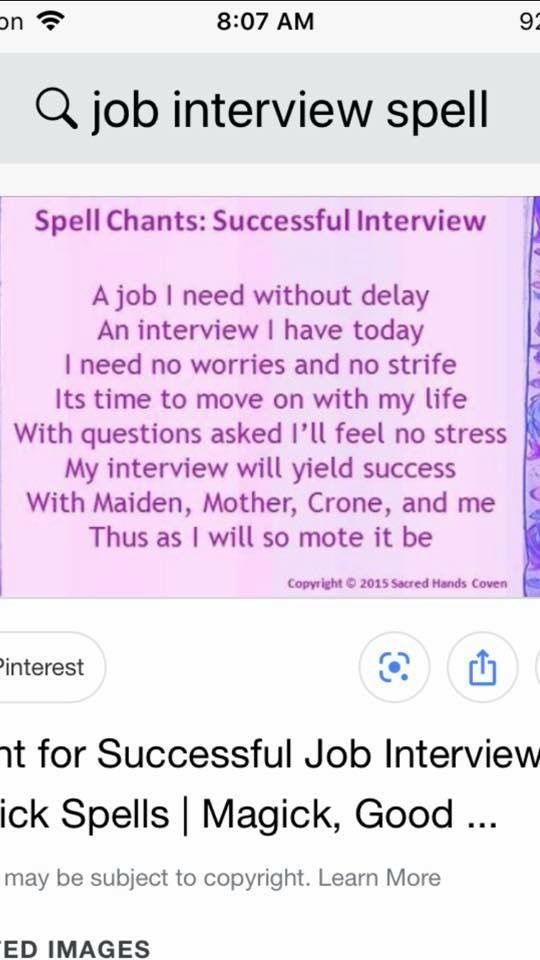 an image of someones job interview on their cell phone with the caption's message