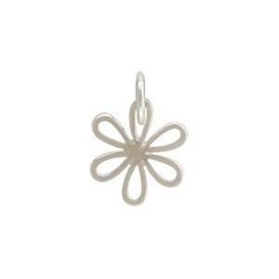 Sterling silver openwork daisy flower charm 925 sterling silver  charm size 14x9mm Spring Sterling Silver White Jewelry, Spring White Sterling Silver Jewelry, Dainty Silver Charms For Jewelry Making, Silver Dainty Charms, Dainty Silver Charms, Delicate Sterling Silver Jewelry For Spring, Spring Delicate Sterling Silver Jewelry, Sterling Silver Pendant Charms, Sterling Silver Dangle Jewelry For Spring