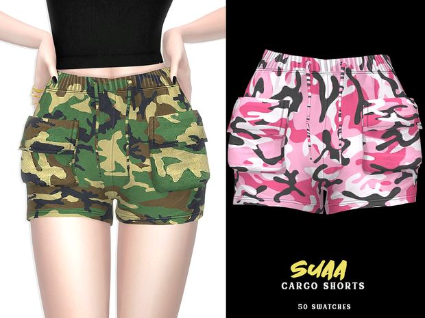 an image of a woman wearing camo shorts