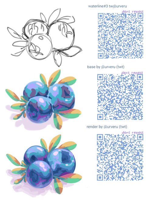 some blueberries are next to a qr code and an image of a plant