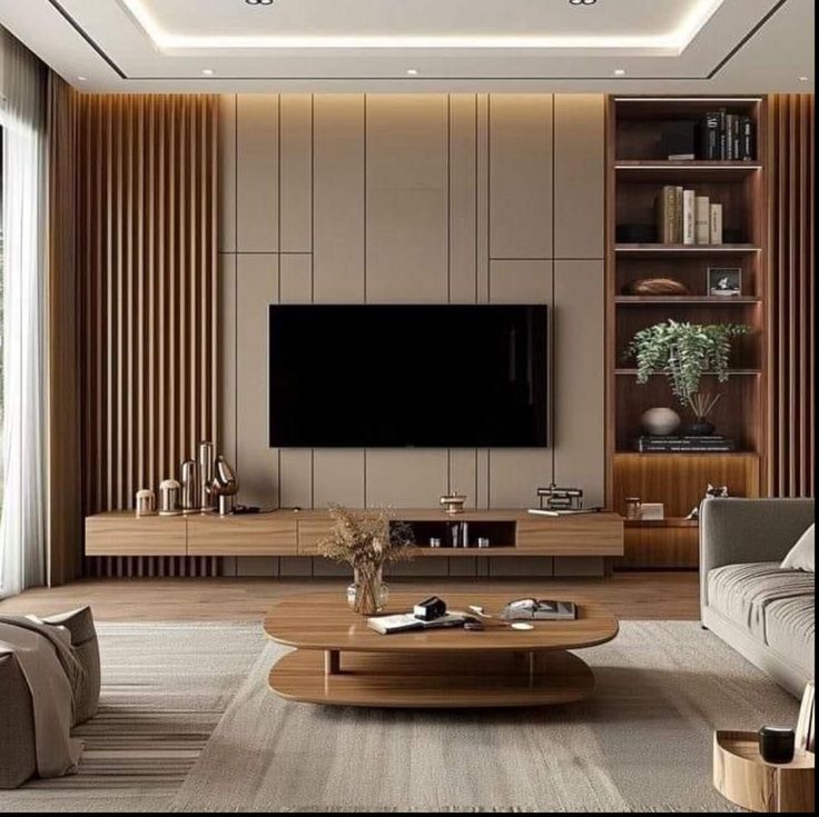 Ruang Tv, Modern Tv Unit Designs, Modern Tv Wall Units, Tv Cabinet Design, Tv Unit Interior Design, Modern Tv Units, Wall Tv Unit Design, Living Room Tv Unit, Wall Panel Design