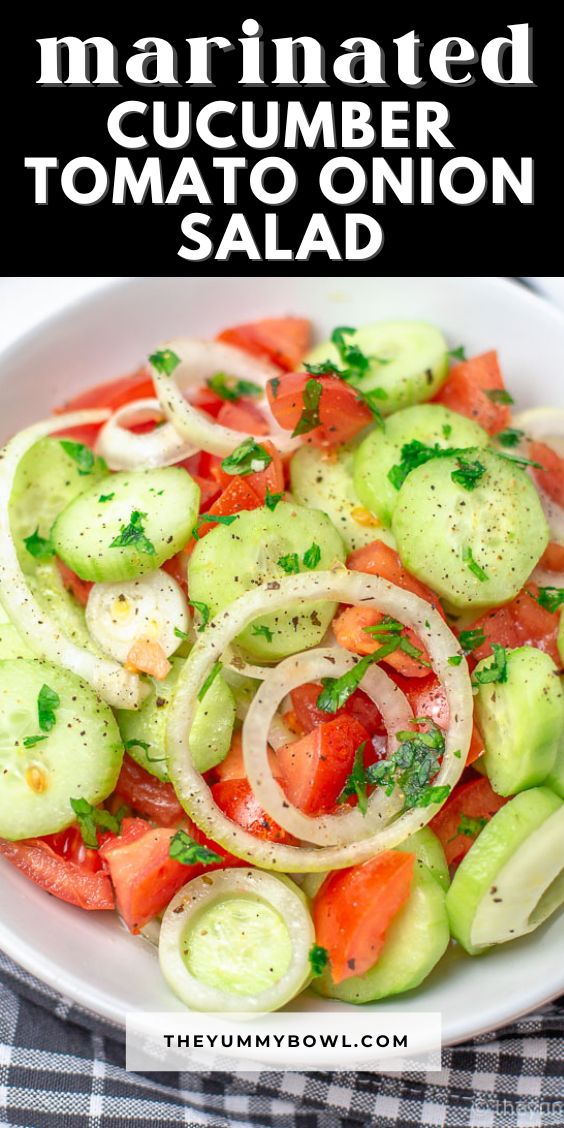 marinated cucumber, tomato, onion salad in a bowl. Cucumber Tomato And Onion Salad, Cucumber Tomato Onion Salad, Tomato Onion Salad, Tomato And Onion Salad, Marinated Cucumbers, Marinated Tomatoes, Tomato Salad Recipes, Fresh Salad Recipes, Onion Salad