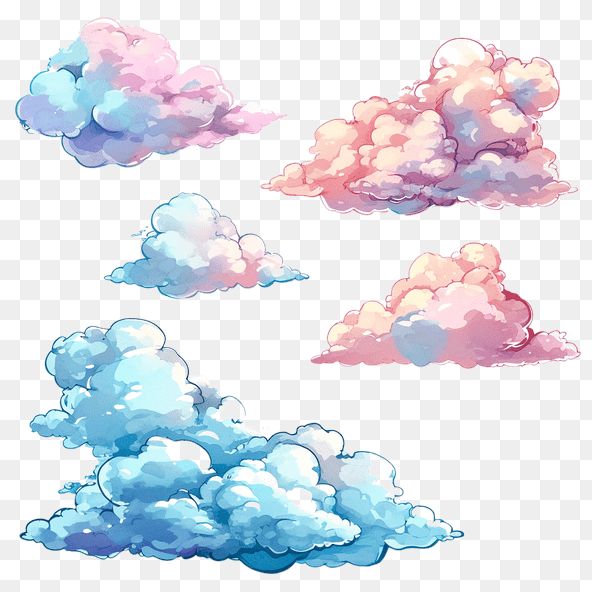 some clouds are in the sky on a transparent background