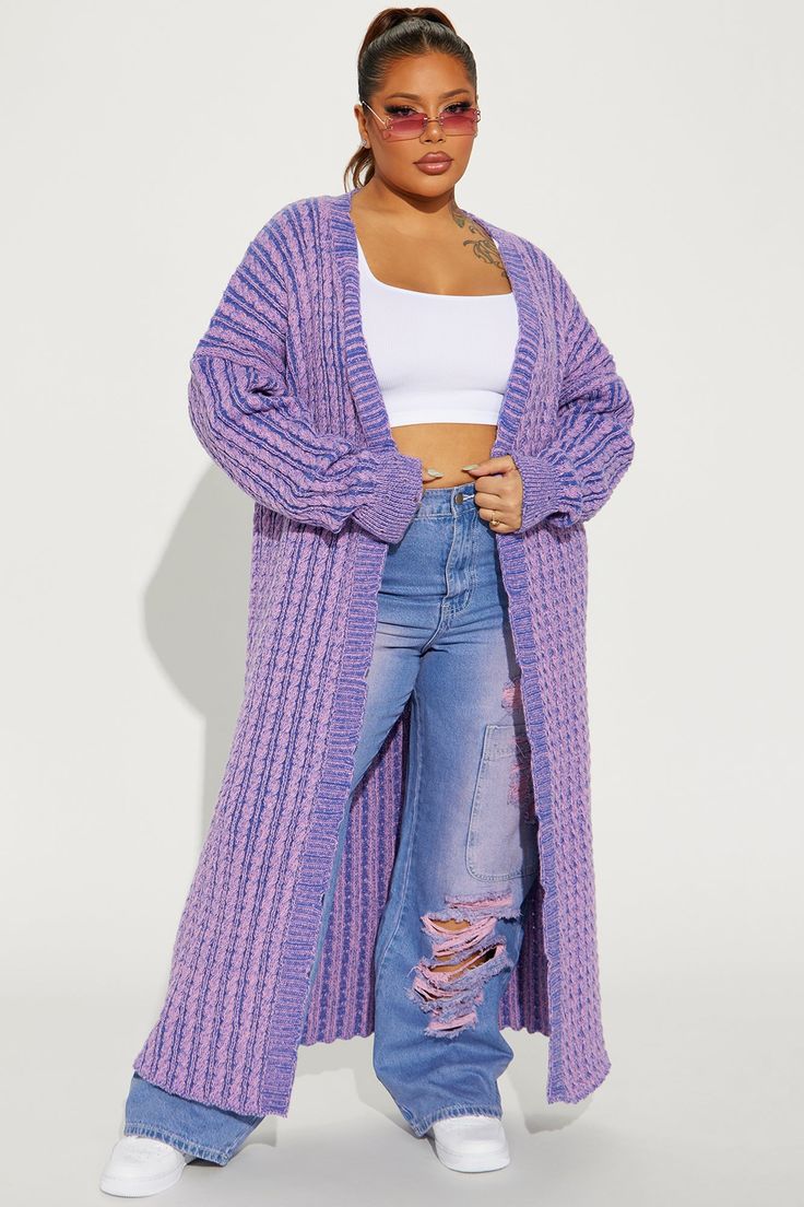 Available In Purple/combo And Mocha/combo. Cardigan Sweater Long Sleeve Open Front Distressed Long Washed Ribbed Hem Disclaimer: Due To The Specialized Wash & Distressing Process, Each Garment Is Unique. Self: 100% Polyester Imported | Street Chic Washed Long Cardigan in Purple size Small by Fashion Nova Long Cardigan Sweater, Women Street, Long Sweaters Cardigan, Cardigan Fashion, Street Chic, Long Cardigan, Cardigan Sweater, Long Sleeve Sweater, Mocha