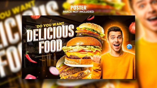 a man holding up a giant hamburger with the caption do you want delicious food?