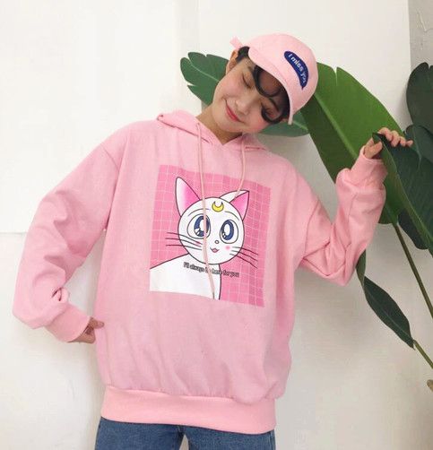 3 1 large Kawaii Hoodie For Spring Streetwear, Kawaii Hooded Top For Spring, Spring Cotton Kawaii Hoodie, Pink Kawaii Hoodie Sweatshirt, Pink Harajuku Hooded Sweatshirt, Pink Harajuku Style Hooded Sweatshirt, Harajuku Style Hooded Top With Cartoon Print, Kawaii Graphic Print Hooded Top, Kawaii Hooded Top With Graphic Print