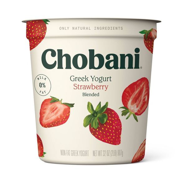 a yogurt cup with strawberries on it