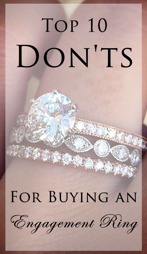 the top 10 don't's for buying an engagement ring, with text overlay