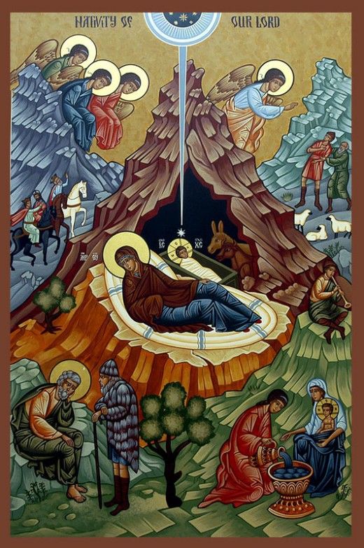 an icon depicting the birth of jesus