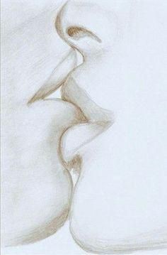 a drawing of two people kissing each other