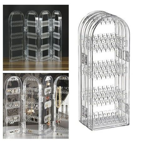 three different types of jewelry racks with multiple compartments and one is open to show the contents