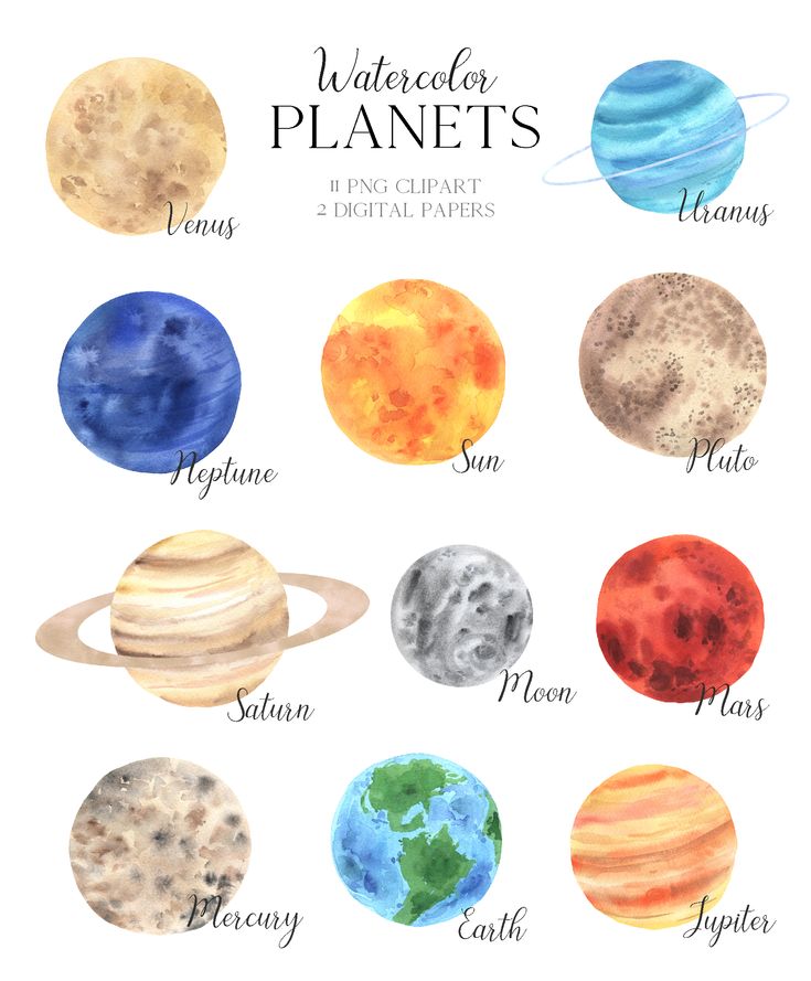 watercolor planets and their names