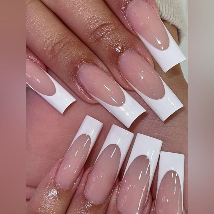 If You’re Into Long Nails, These Are For You. Absolutely Love A Nice Nude French Tip, Very Classic. They Are Easy To Apply And Come With All You Need To Do So. A Filer, Sticker Glue And 24 Nails. Tapered Square Nails, Long Press On Nails, Manicure Gel, Manicure Tips, Coffin Press On Nails, Nail Forms, White French, Stick On Nails, Nailed It