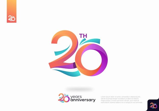 the twenty years anniversary logo with colorful colors and numbers on white background, for an anniversary celebration