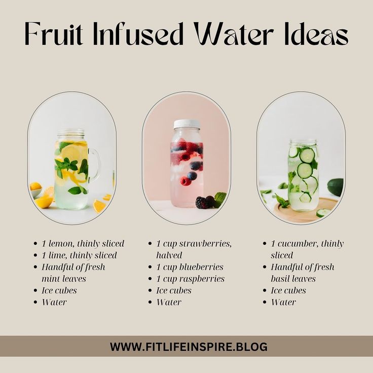 three different types of fruit infused water in jars with the words, fruit infused water ideas