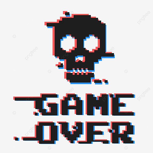 an old school pixel art poster with the words game over