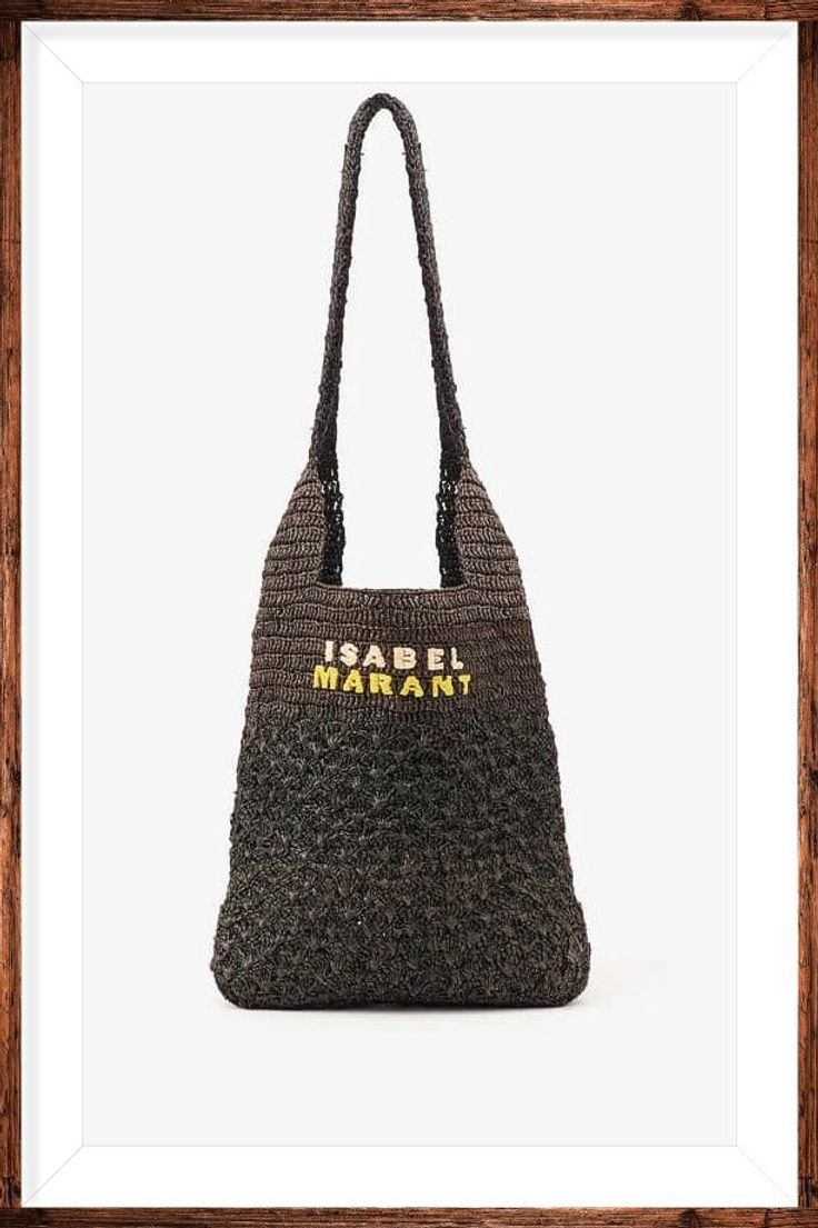 Praia small bag Woman Woven Raffia, Raffia Bag, Isabel Marant Etoile, Small Tote, Shopper Bag, Open Top, Medium Bags, Black Tote Bag, Wide Straps