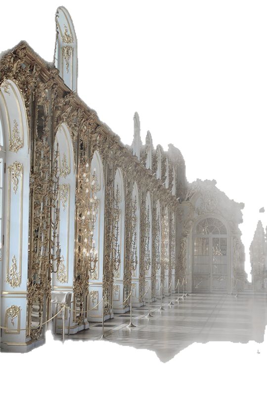 an ornately decorated room with white and gold walls