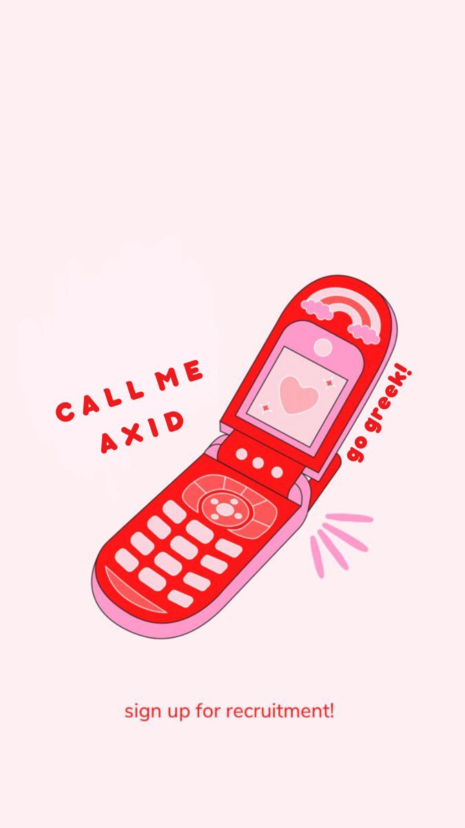 a red cell phone with the words call me axid written on it's screen