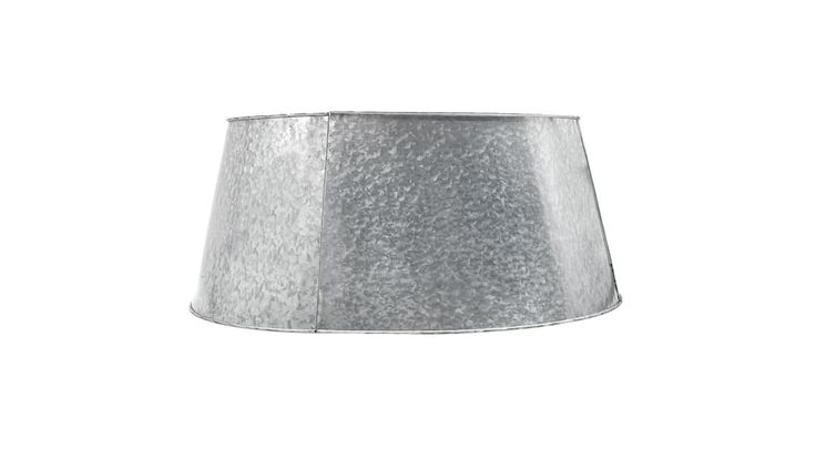 a silver lamp shade is shown on a white background and it looks like the bottom of a