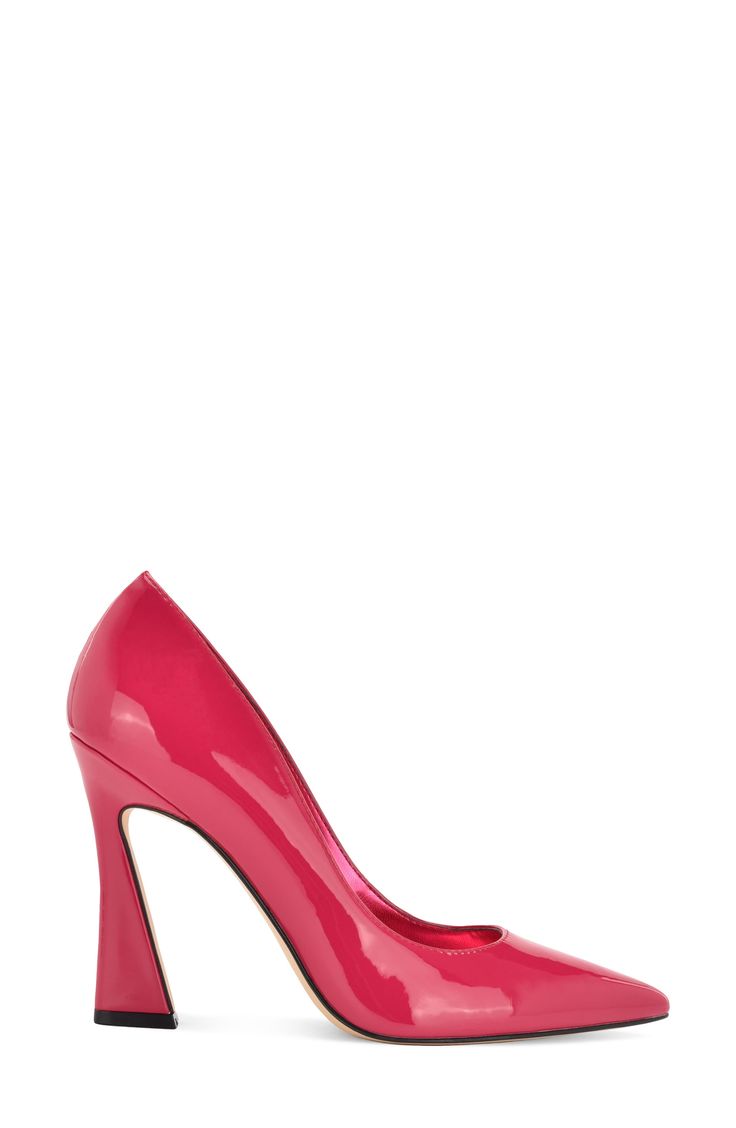 A pointy toe and striking sculpted heel balance a chic but timeless pump that will polish off any look. 3 3/4" heel Synthetic and textile upper/synthetic lining and sole Imported Dark Pink, Christian Louboutin Pumps, Women's Pumps, Nine West, Christian Louboutin, Nordstrom, Pumps, Heels, Red