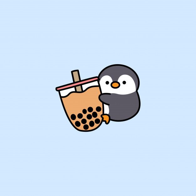 a penguin with a drink in it's hand and a straw on the other side