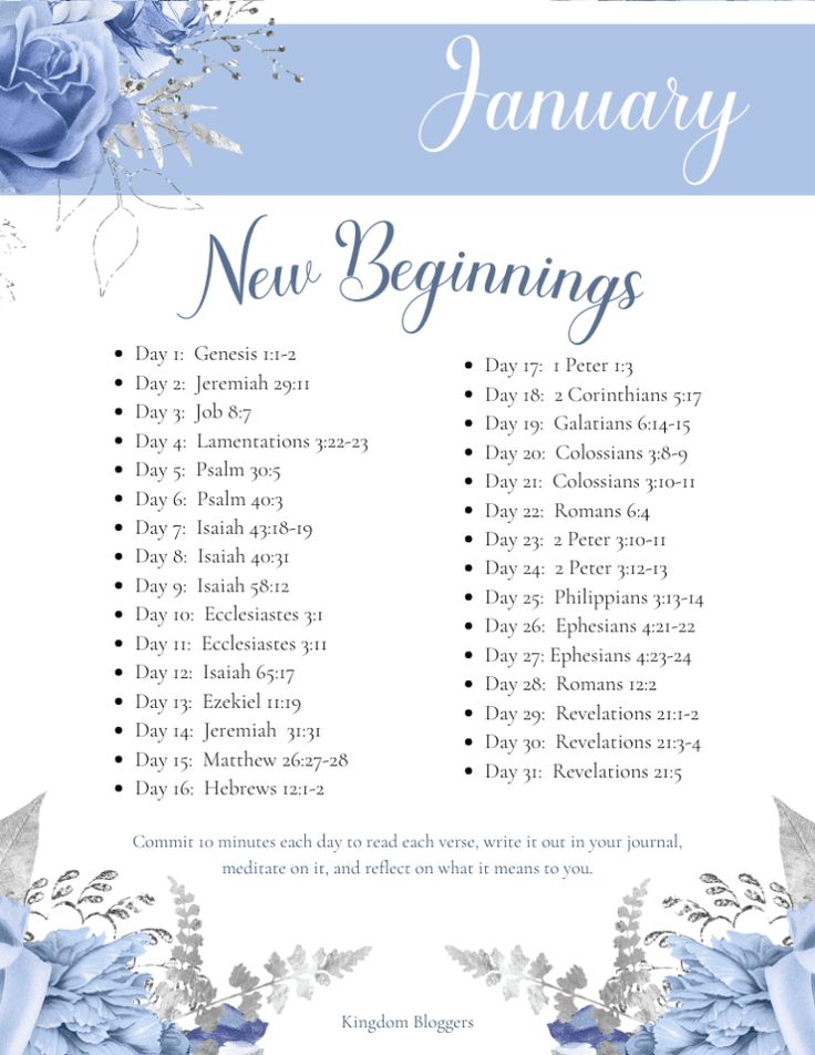 a blue rose themed new beginnings printable calendar with flowers on it and the words, january